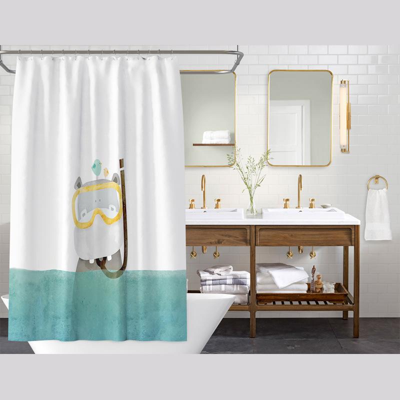 Bathroom Thickened Waterproof Curtain Mildew Proof Shower Curtain Shower Partition Curtain Shower Curtain Bathroom Curtain Free Perforation