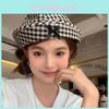 Stylish Black Checkered Fisherman Hat For Women With Bow Detail And Embroidery