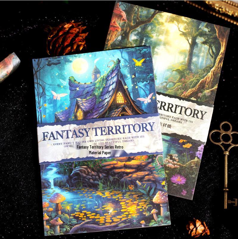 Retro Fantasy Forest Elf Hut Journal Background Paper - 30 Dreamy Sheets