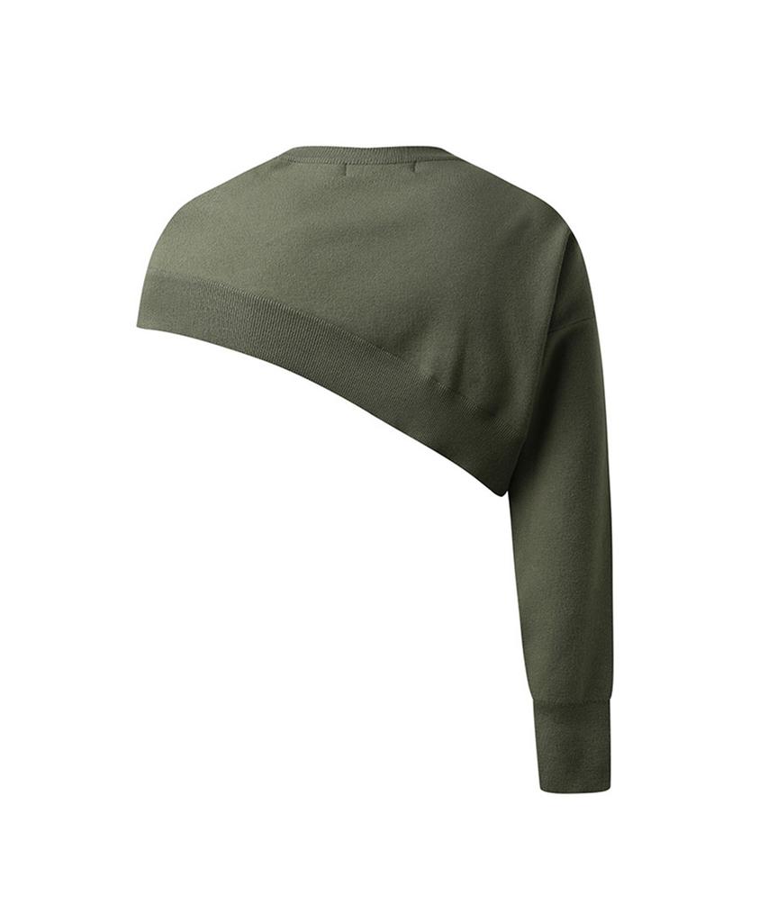 ERER [Un] Diagonal Crop Knit Khaki
