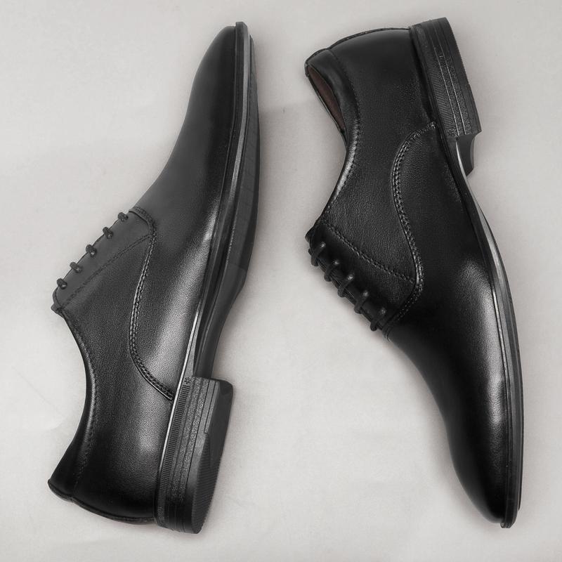 FashionGenuine Leather Men Shoes High Quality Lace-up Formal Mens Oxfords Italian Male Business Wedding Shoes Man Black Plus Size 37-50