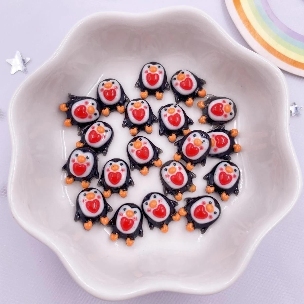 

50 шт., красочные смоляные мини-каваи, сердце, пингвин, дизайн ногтей, плоская задняя часть, стразы, аппликация, сделай сам, бант, декор для скрапбукинга, аксессуары, ремесла