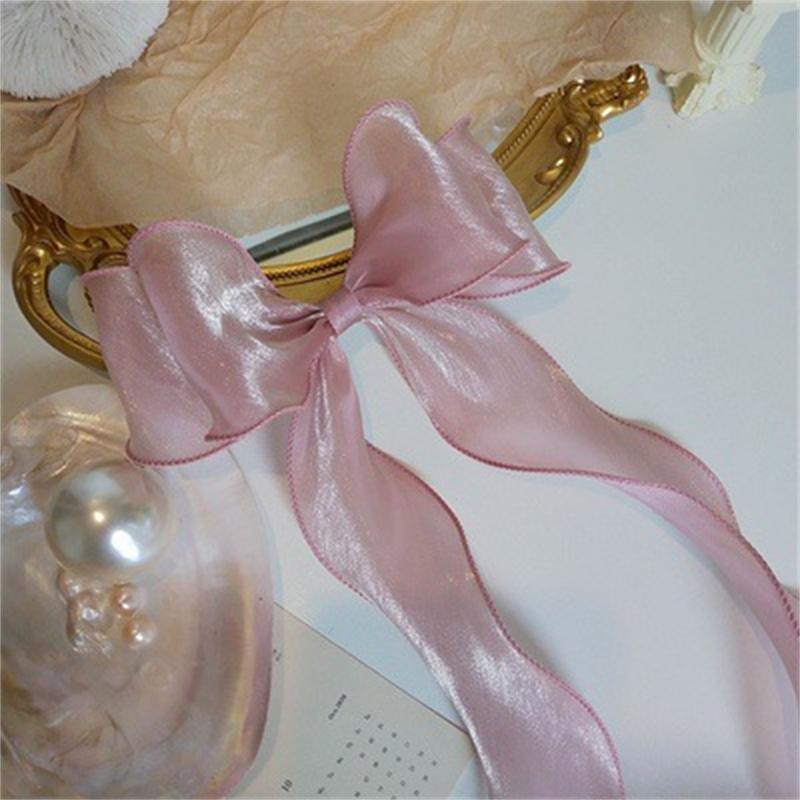 Sweet Chiffon Bow Hair Clips Girls Blue Shining Satin Bowknot Hair Clips Ribbon Bow Barrette Hairpin Grip Ponytail Clip Headwear