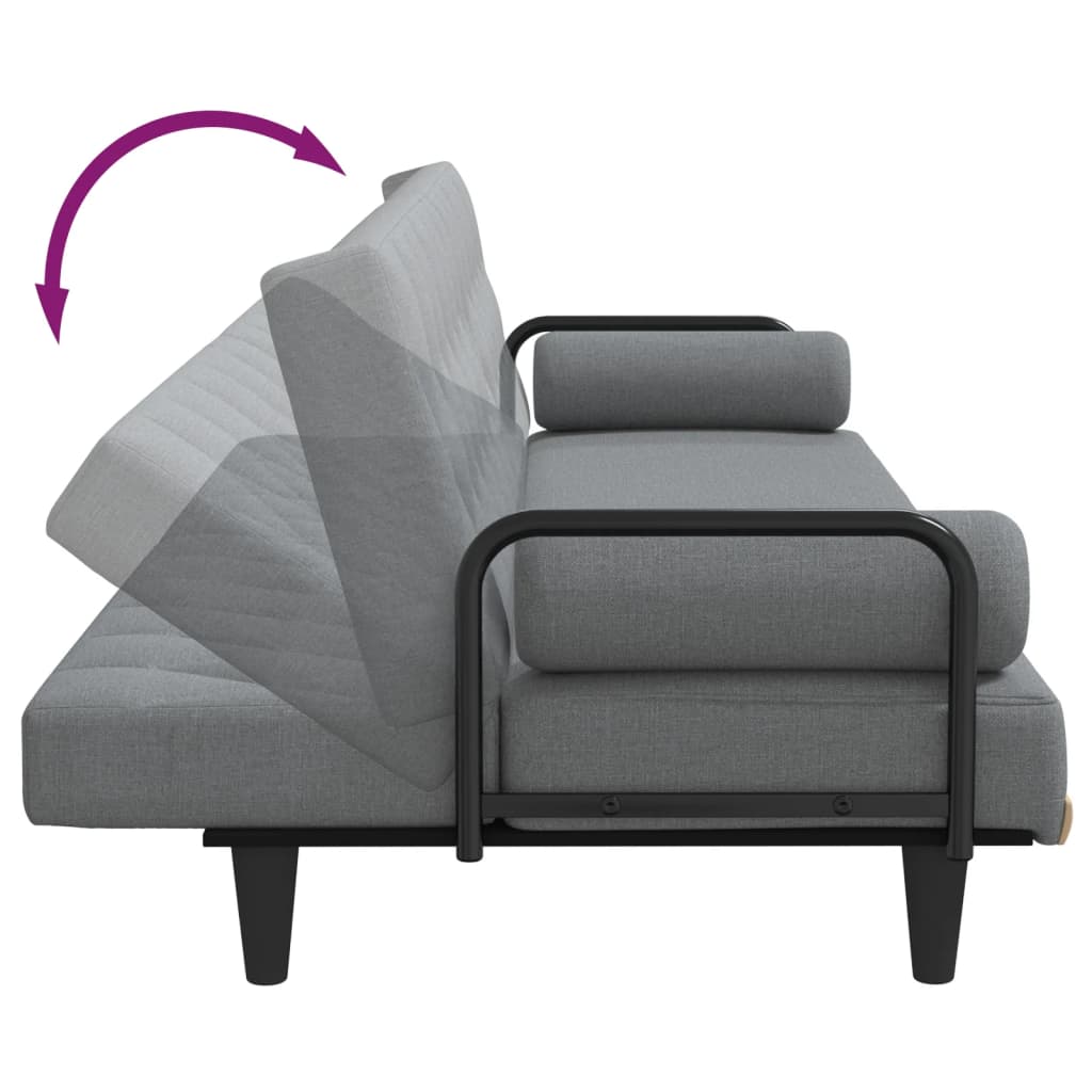 Sofa Bed with Armrests Light Grey Fabric