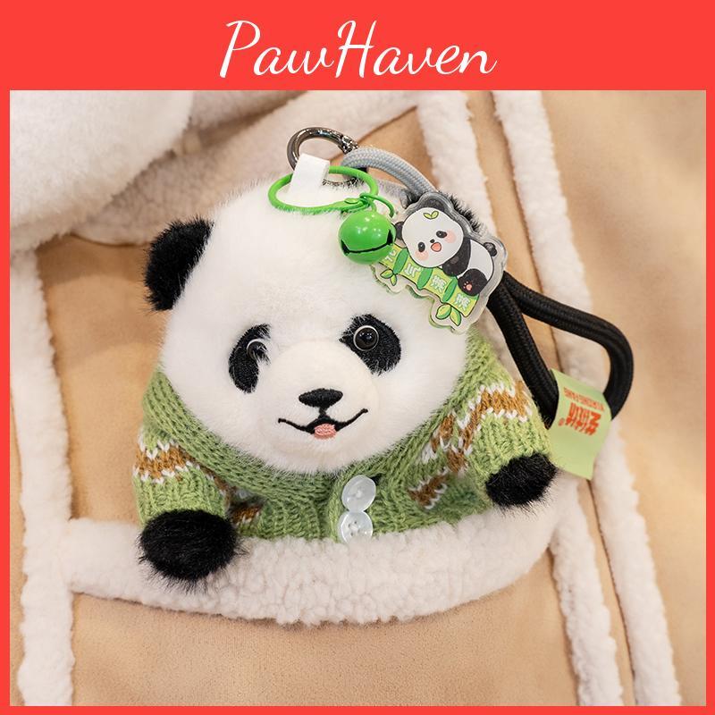 Panda Wear Sweater Plush Toy Cartoon Stuffed Animal Keychain Bag Decoration