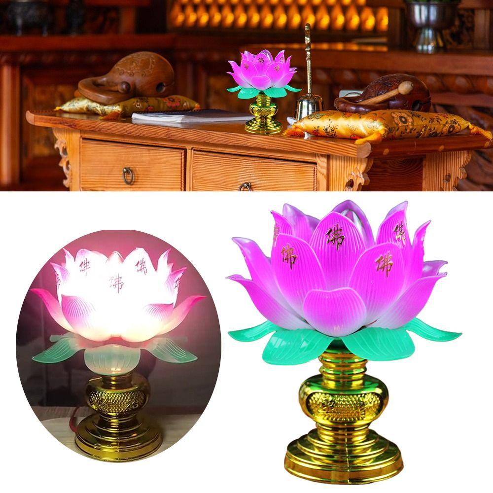 Pink Lotus Lamp Exquisite Temple Decoration Creative Worship Lamp  Worship