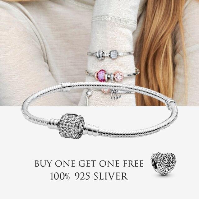 New S925 Sterling Silver Moments Crown O Clasp Snake Chain Bracelet Fit Original Sliver Charms For Women Diy Making Jewelry