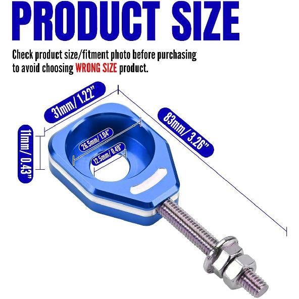 Canitu Blue Rear Chain Adjusters,Motorcycle Billet Rear Axle Blocks Swingarm Spool Tensioner Tension Adjuster Accessories for Honda CRF110 2013-2024