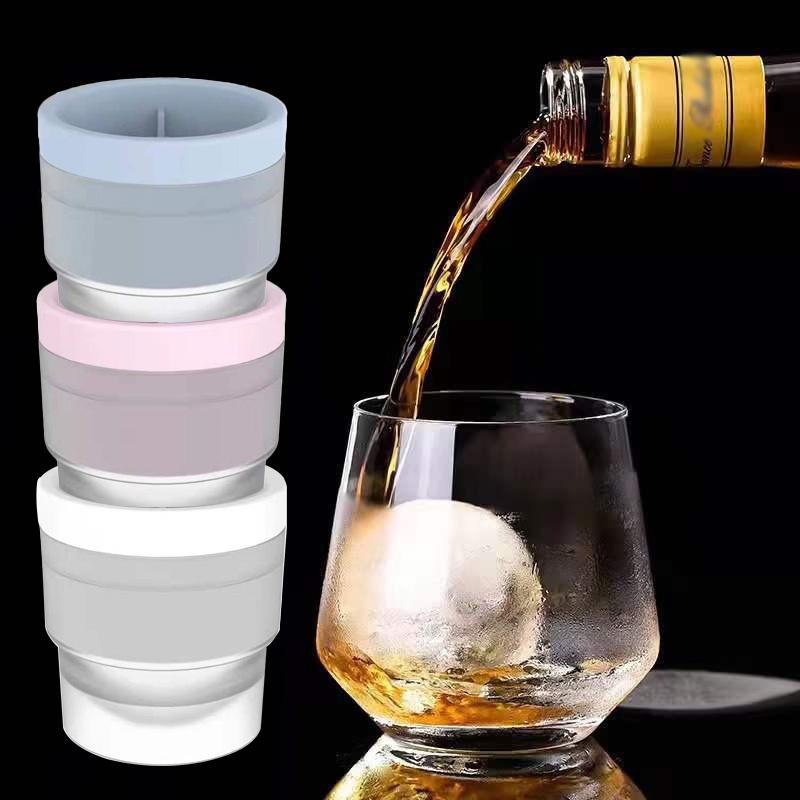 Silicone Food Grade Ice Ball Mold Round Ice Ball Reusable Easy Demold Stackable DIY Ice Ball for Cocktail Whiskey Drink Home Bar