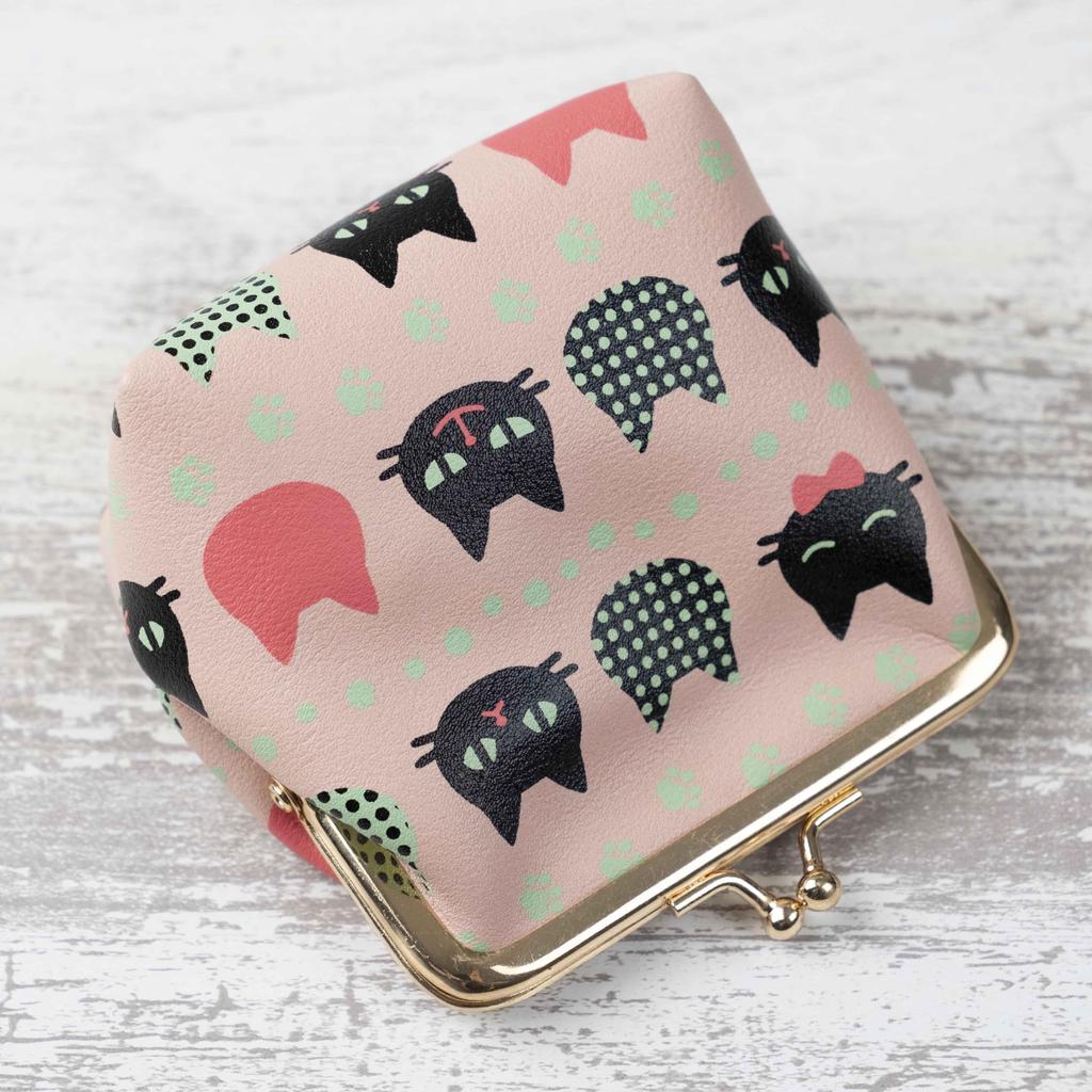 Cute Cat Print Coin Purse, Purse, Seal Case, Pouch (Pink)