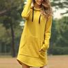 Hoodies Casual Losse Effen Jurk Vrouwen Elegant Lange Stijl Zak Oversized Sweatshirt Vrouwelijk Lief Design Chic Streetwear Jurken