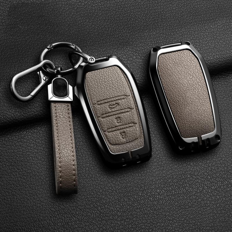 Zinc Alloy Leather Car Key Case For Toyota Chr Hilux Fortuner Land Cruiser 200 Camry Corolla Crown Rav4 Highland Key Case