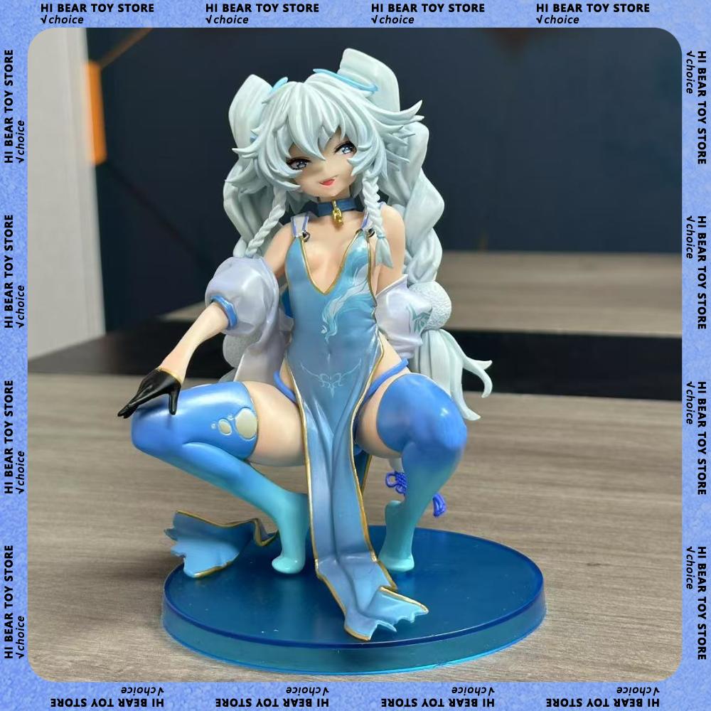 15cm Anime Girl Frontline Cuique Mei Squatting Posture Figurine Double Ponytail Beautiful Girl Model Chassis Ornament Toys Gifts