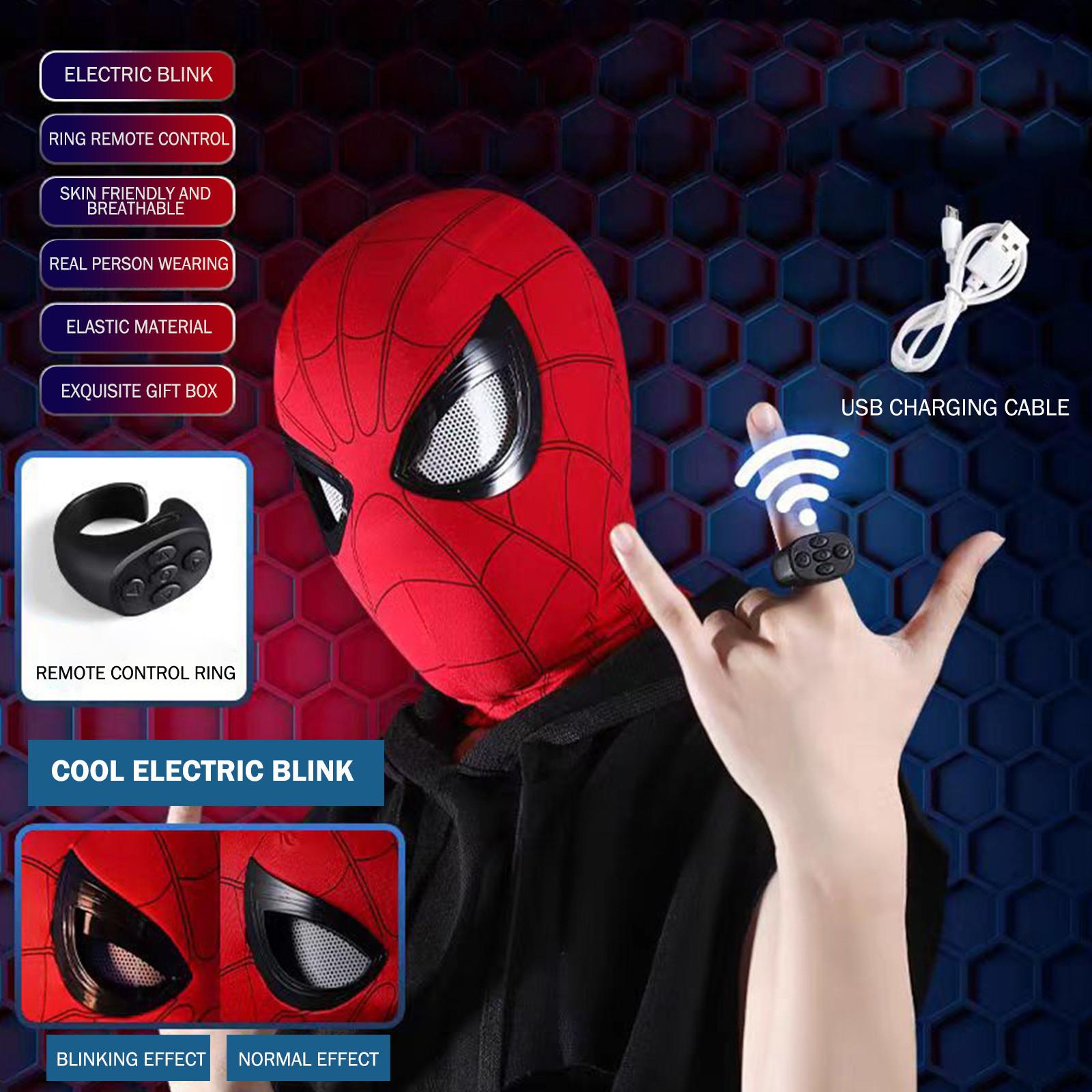 

COS Peripheral Headgear Helmet Face Mask Glowing Eyes Movable Ring Electric Remote Control One Size красный