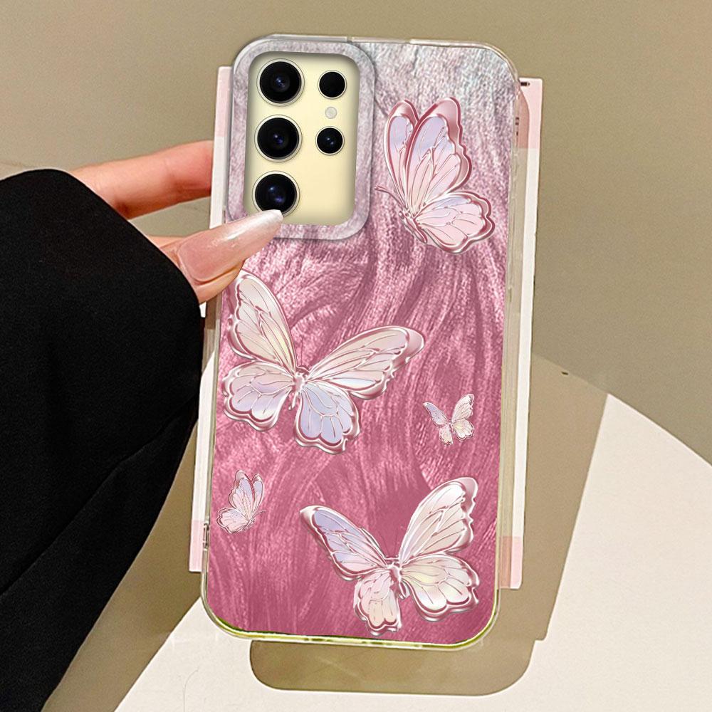 Cartoon Multicolor Butterfly Phone Case for Samsung Galaxy S25 S24 S23 S22 S21 Plus FE Ultra S24+ S25+ Shell Silicone Back Cover