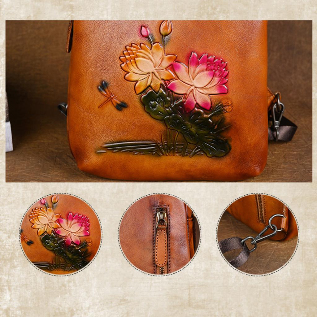 Backpack Creative lotus bag retro large capacity handmade backpack