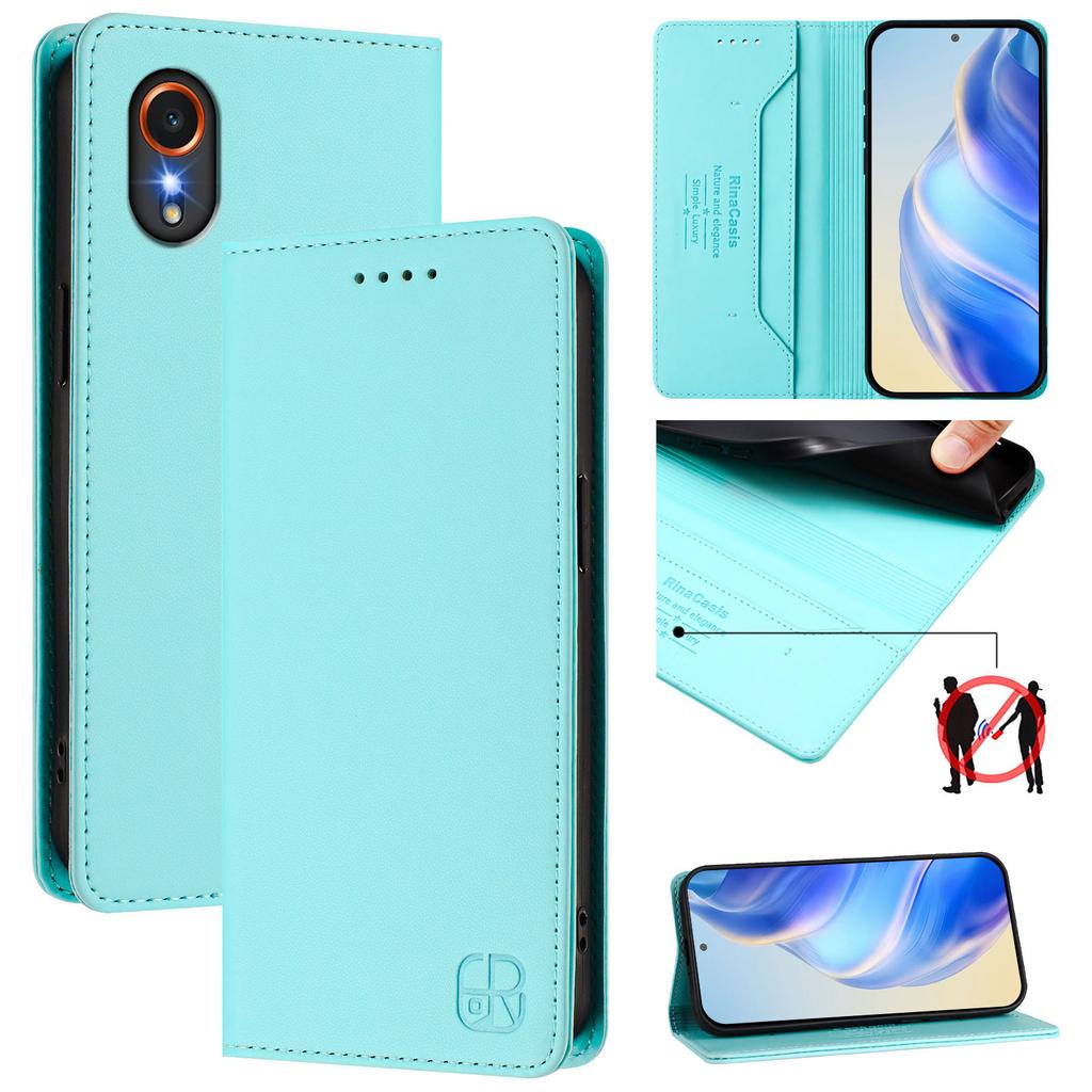 For Samsung Galaxy Xcover7 Leather Case RINACASIS RC01 Phone Cover with RFID Blocking Wallet Stand
