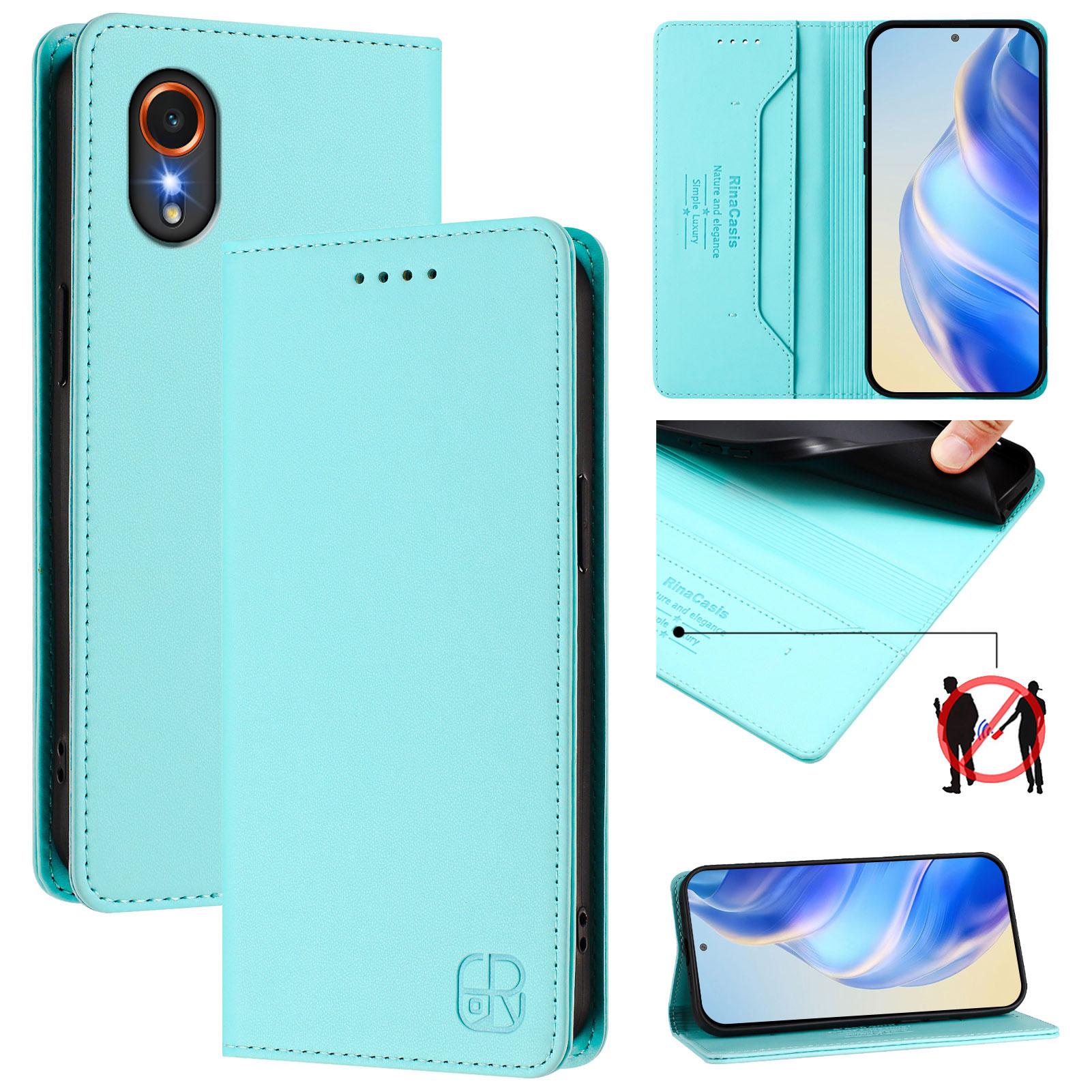 

For Samsung Galaxy Xcover7 Leather Case RINACASIS RC01 Phone Cover with RFID Blocking Wallet Stand Black