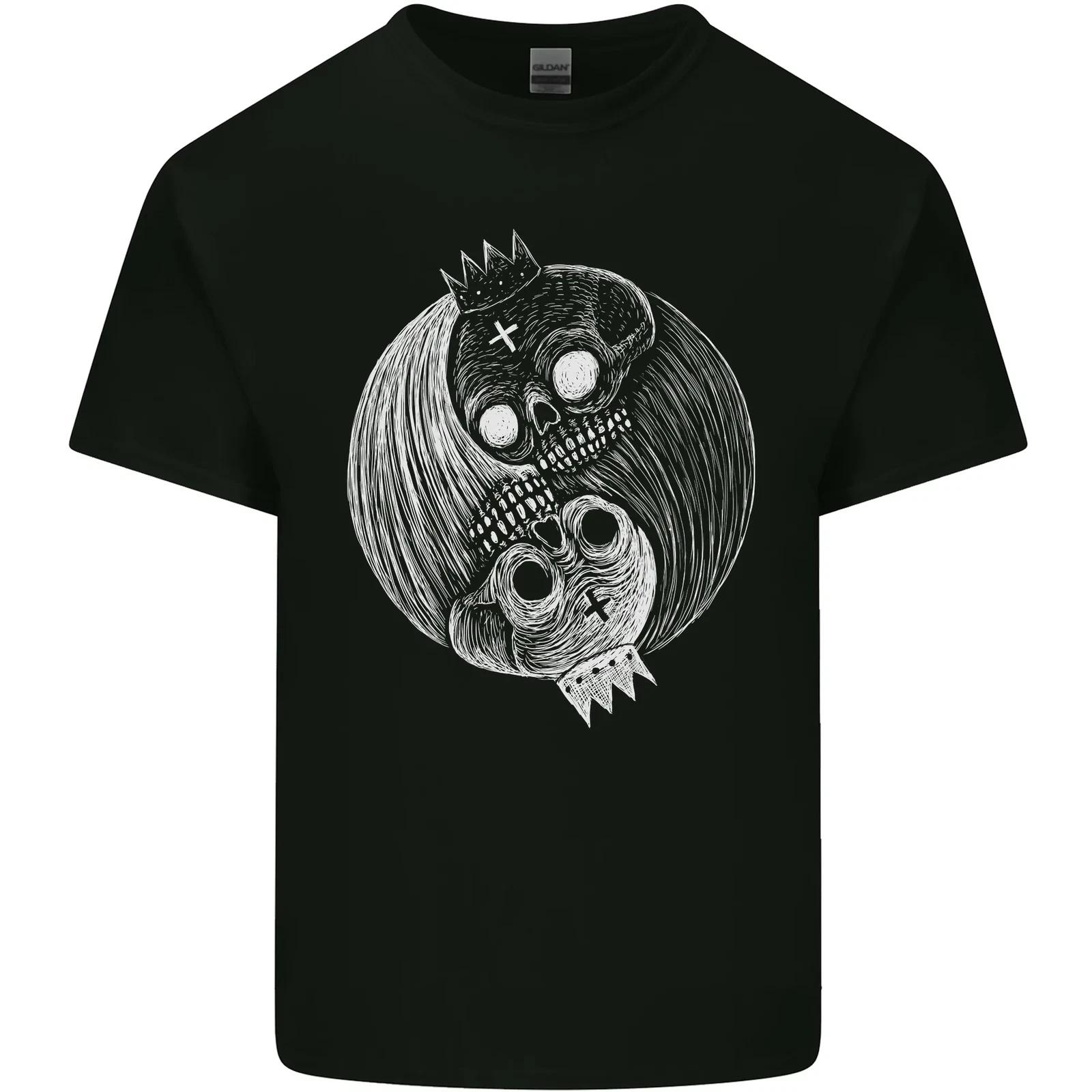 

Yin Yang Skull Kings Gothic Tattoo Biker Kids T-Shirt Childrens L