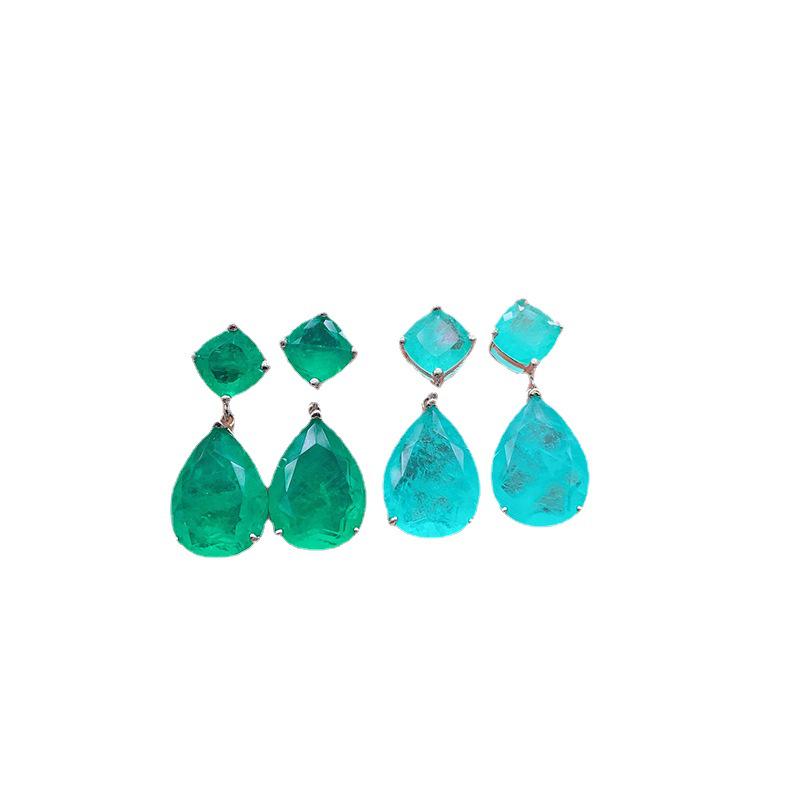 Emerald Paraiba Blue Dangle Earrings for Women - Simple and Stylish Jewelry