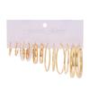Retro European Geometric Earrings Set - 6-Piece High-End Luxury Ear Cuffs for Women