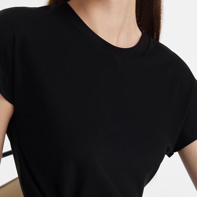 GOELIA Women's Acetate Knit Slit Short-Sleeve T-Shirt