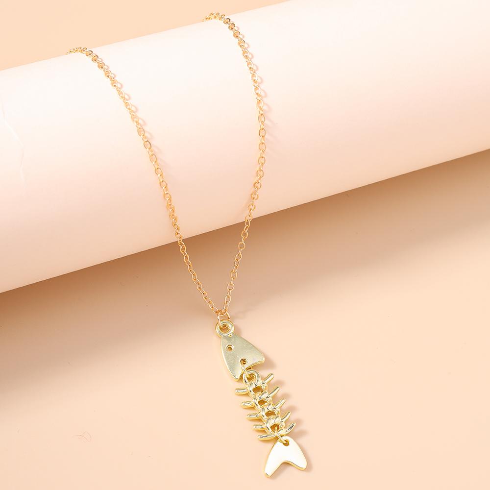 Modischer Legierungs-Fischgräten-Halskettenanhänger für Damen Mädchen Halskettenkette Party Urlaubs Schmuck Geschenke