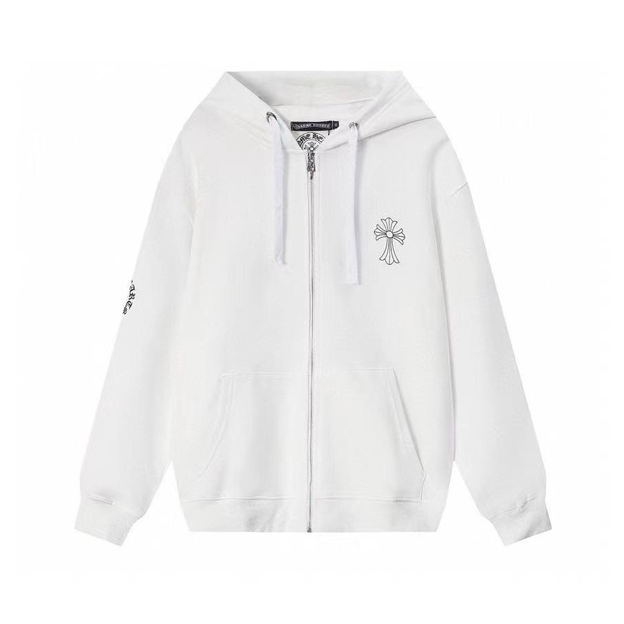 841 CHROME HEARTS 2026 Autumn and Winter New Plus Size Classic Style Logo Zipper Hooded Sweatshirt, Suitable for Couples to Wear