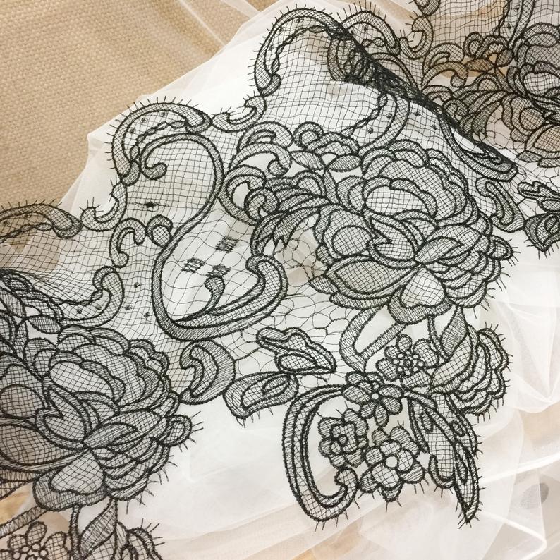 

Полое платье с вышивкой, кружевная отделка, аксессуары ручной работы «сделай сам», аксессуары для украшения, материал, ткань, кружево, черный чёрный