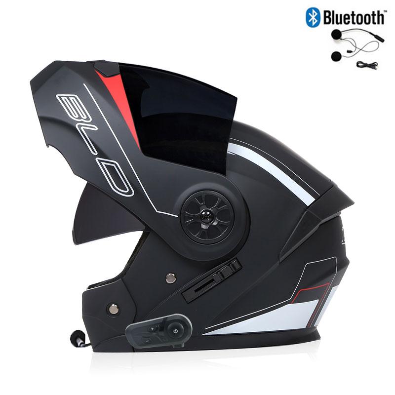 Bluetooth Men's Motorcycle Helmets Full Face Casco for Motorcycles Man Motocross Kask Flip up Casque De Moto  DOT Certified BLD