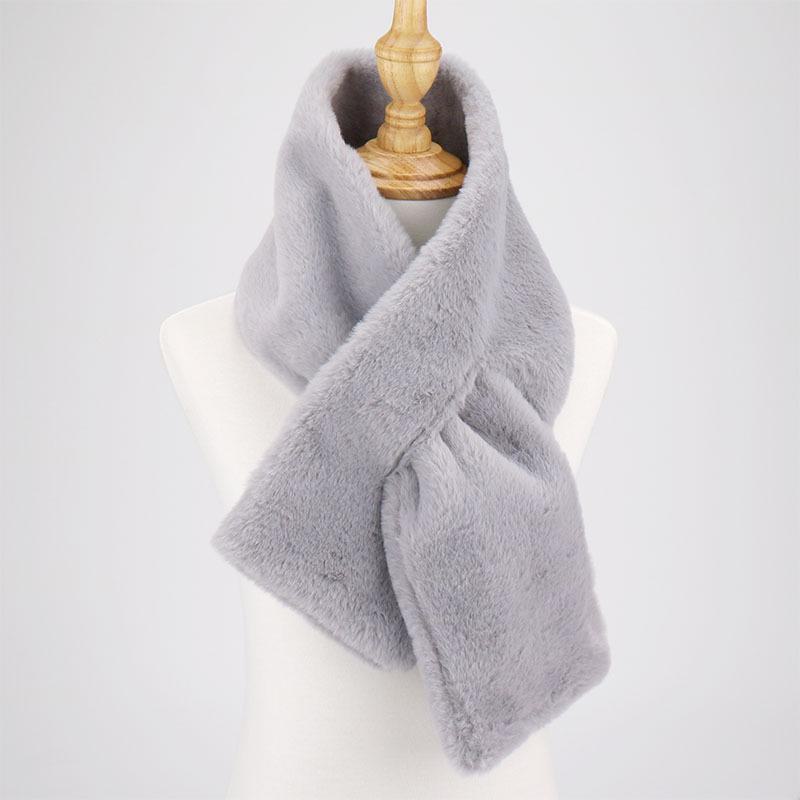 Soft Solid Color Plush Scarf: Medium-Long, Warm Imitation Rabbit Fur, Versatile Winter Shawl for Couples