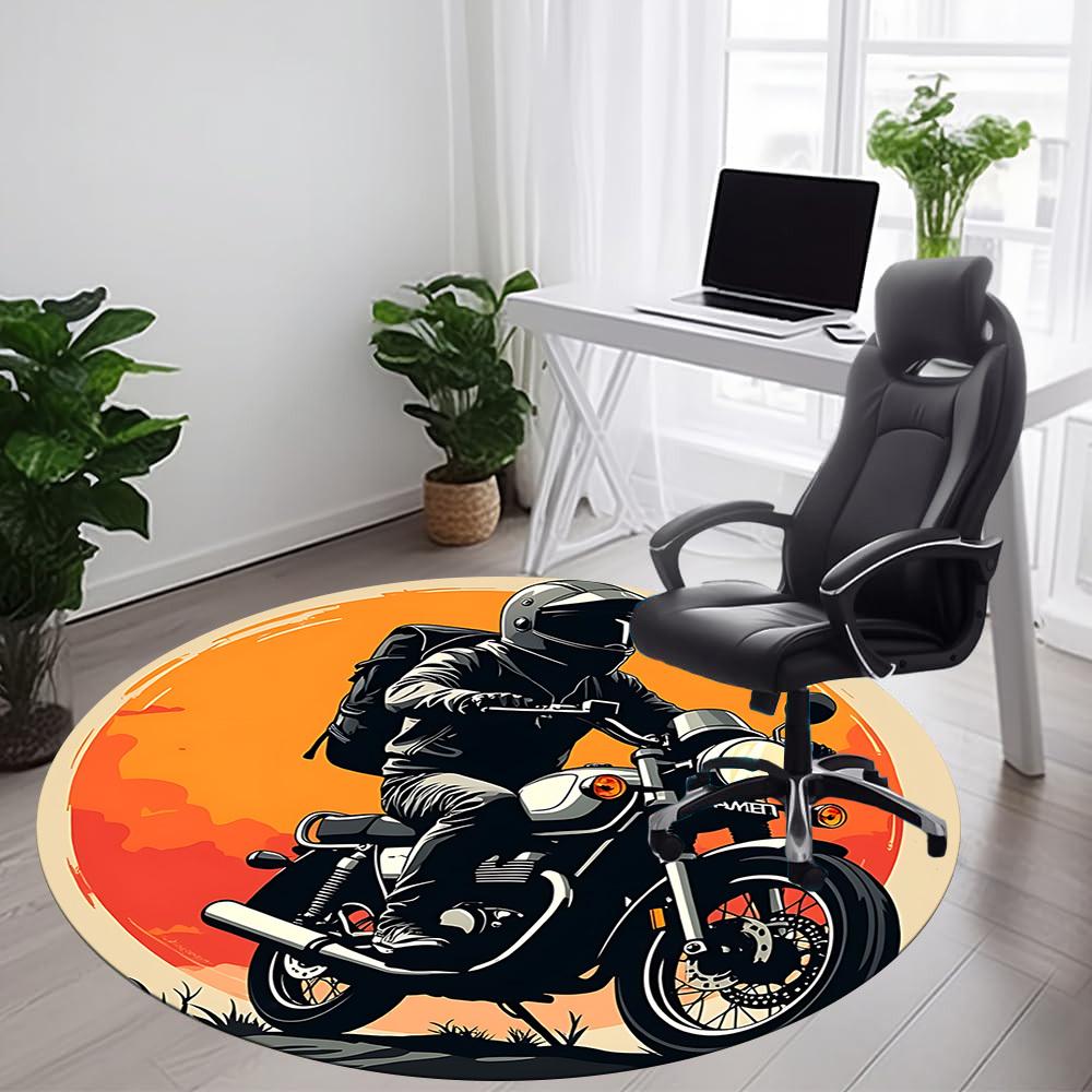 Tappeto Rotondo Tramonto Moto Ufficio, Tappetino Adatto Per Ufficio, Sotto Sedie Ufficio Camera da Letto Soggiorno Decorazione Casa, Decorazione Stanza