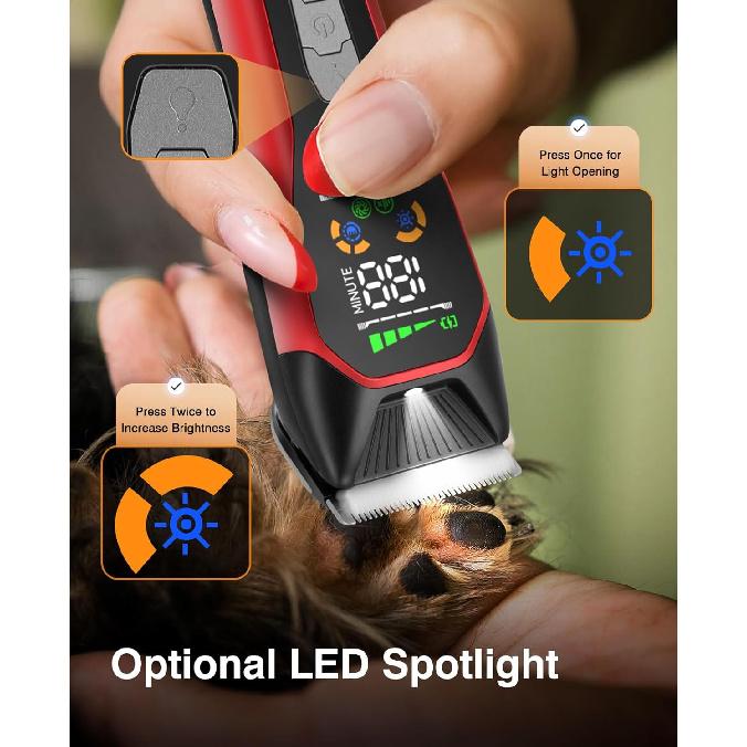 Dog Clippers Pet Shaver for Heavy Thick Coats, Low Noise Cat Grooming Kit Rechargeble Dog Hair Clipper, 2-Speed Cordless Pet Hair Trimmer for Medium