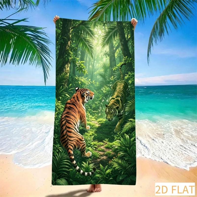 Super Absorbent Beach Towel Quick Dry Microfiber With Bold Animal Print, Sand-Free Blanket For Picnic & Adventure Vibes