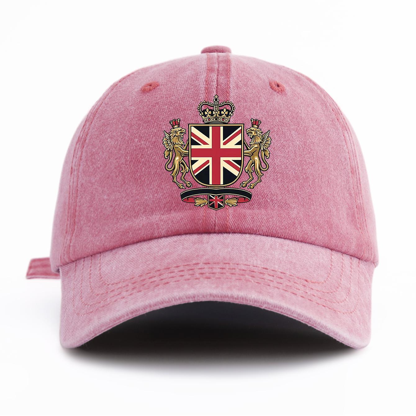 

1 шт. Стильная washed бейсболка с принтом UK для взрослых, Минималистичный ретро-стиль, Повседневная, Мягкая, Регулируемая, Кепка Dad Hat , Идеально в качестве подарка розовый