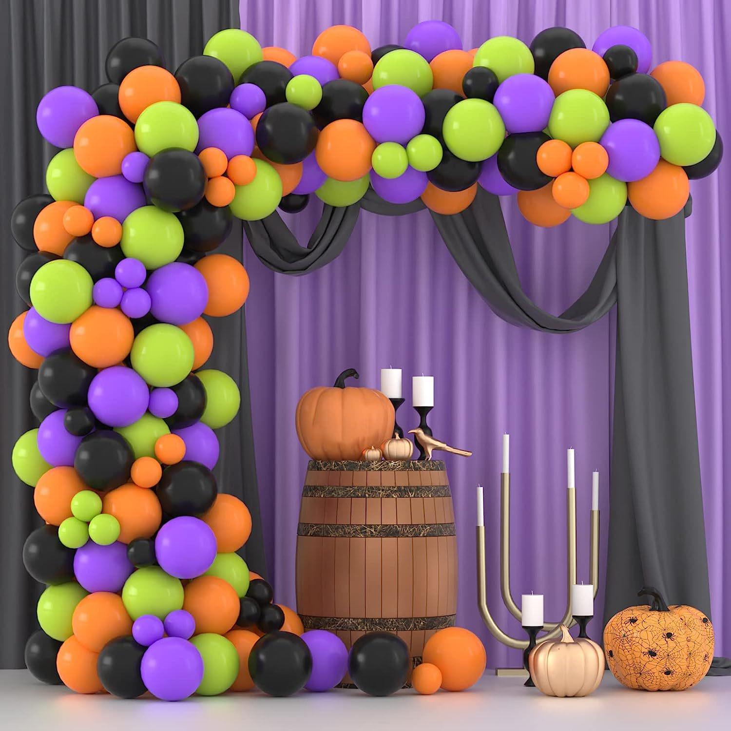 Halloween Balloon Combo: Bat, Ghost Foil Balloons & Chain for Party Decorations
