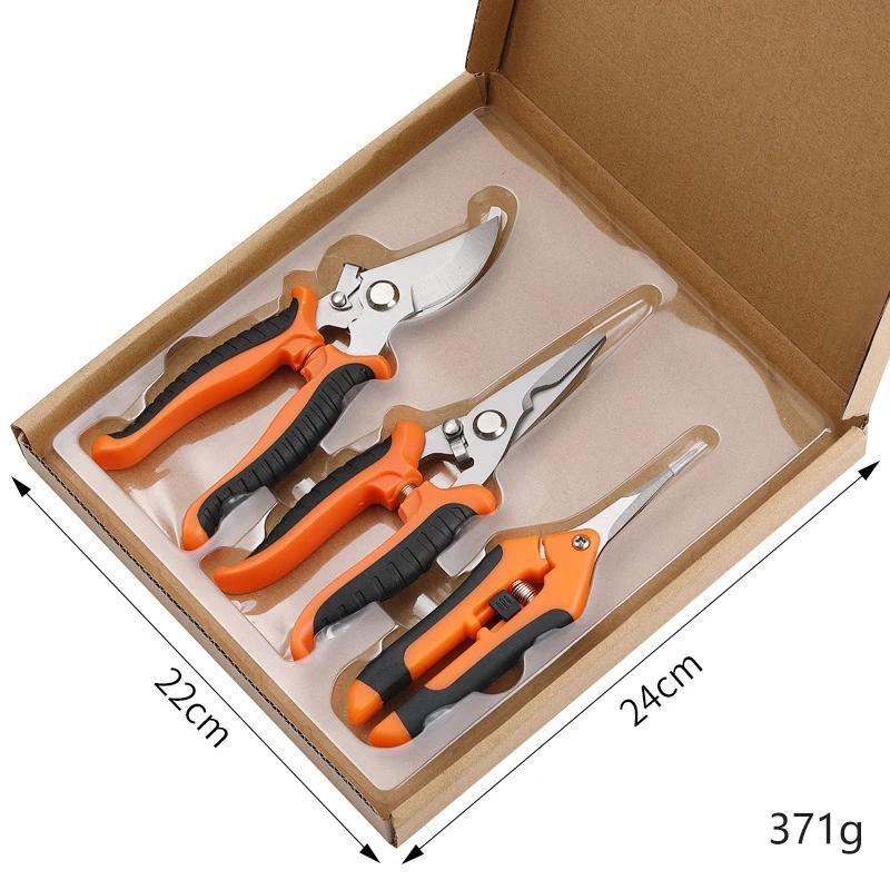 3pcs Professional Gardening Shears Stainless Steel Branches Fruit Trees Flowers Household Pruning Tools Scissor Tool