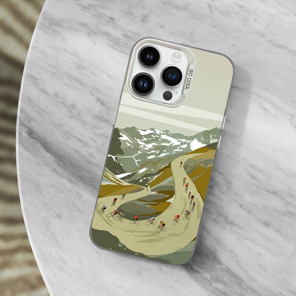 Bike TOUR DE France Phone Case For iPhone 13,15,14,16,12,11,Mini,MAXXS,Pro,SE, White Matte Shockproof Cover iPhone14