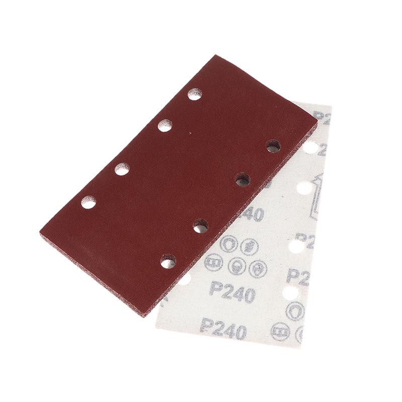 10pcs 8-Hole Rectangular Premium Flocked Sandpaper Sheets Self-Adhesive 185X93mm - Assorted Grits For Air Grinders