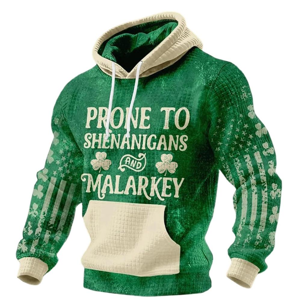 Herre Irsk Avslappet Grafisk Strikket Genser Avslappet Skjorte Ferieantrekk