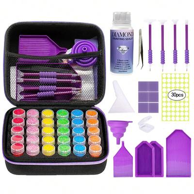 A 5D Diamond Painting Complete Tool Kit with Diamond Painting Glue, Diamond Paintbrush, Tray, Etc. Suitable for DIY Lovers, Holiday Gifts
