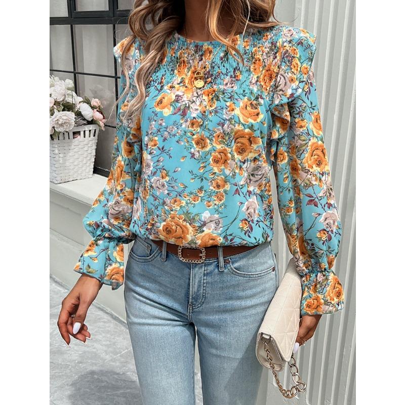 Printed Shirt Female Temperament Long-sleeved Shirt Blouse