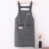 Kitchen Oil Resistant Straps Aprons  Breathable Apron Striped Zippered Cotton Apron  Women Men Dirt Resistant Work Clothes