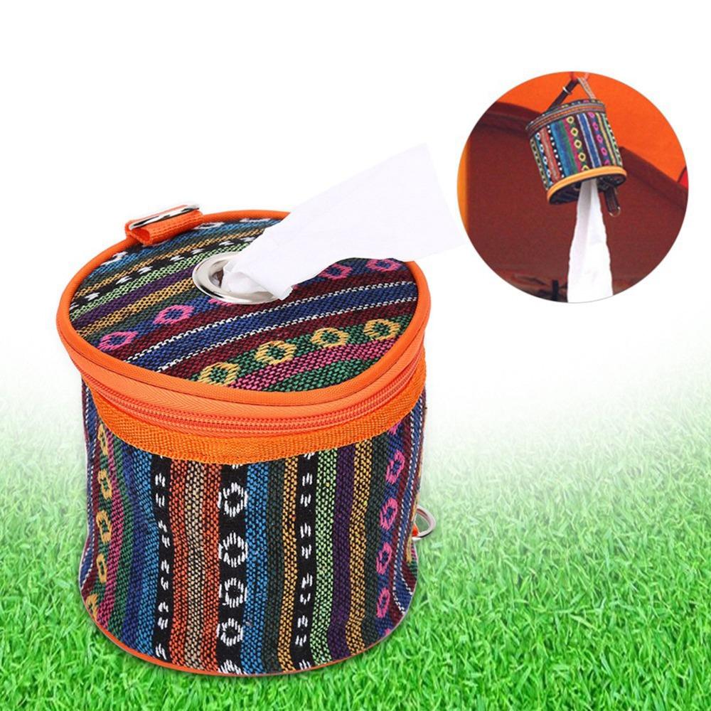 Durable Polyester Tissue Case Portable Folding Paper Storage Bag Tissue Roll Cover Outdoor Camping