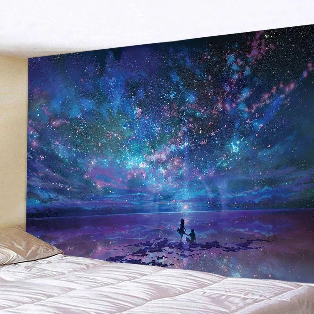 

Гобелен со звездным небом и галактикой, Луна, Вселенная, космическая туманность, настенная подвесная ткань для дома, спальни, украшения общежития 230x180cm