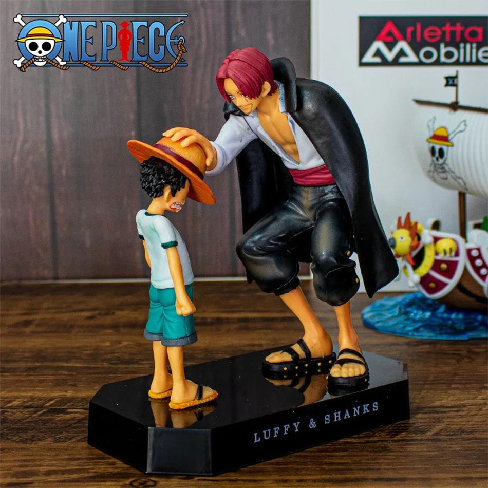 18cm One Piece Anime Action Figure - Monkey D. Luffy with Straw Hat Collectible Model Doll Toy from Four Emperors Shanks Series