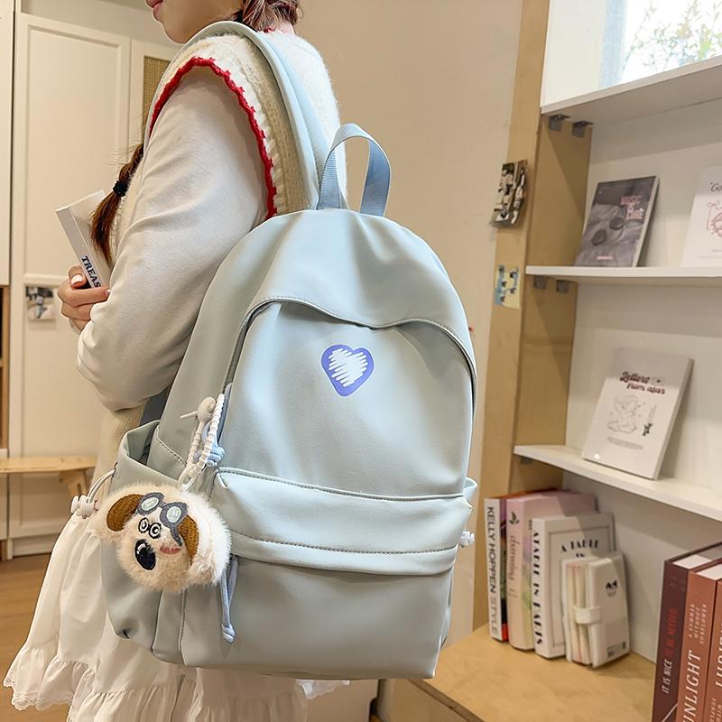 Women Solid Color Backpack Junior High School Student Schoolbag