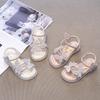 Soft Sole Fashion Girls Sandals Summer New Little Girls Princess Shoes Versatile Flat Beach Shoes Crystal Shoes