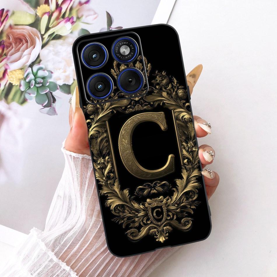 For Motorola Edge 70 Royal Crown Initial Letter Couple Phone Case For Motorola Moto X70 Air Edge70 Black Silicon Soft Bumpers