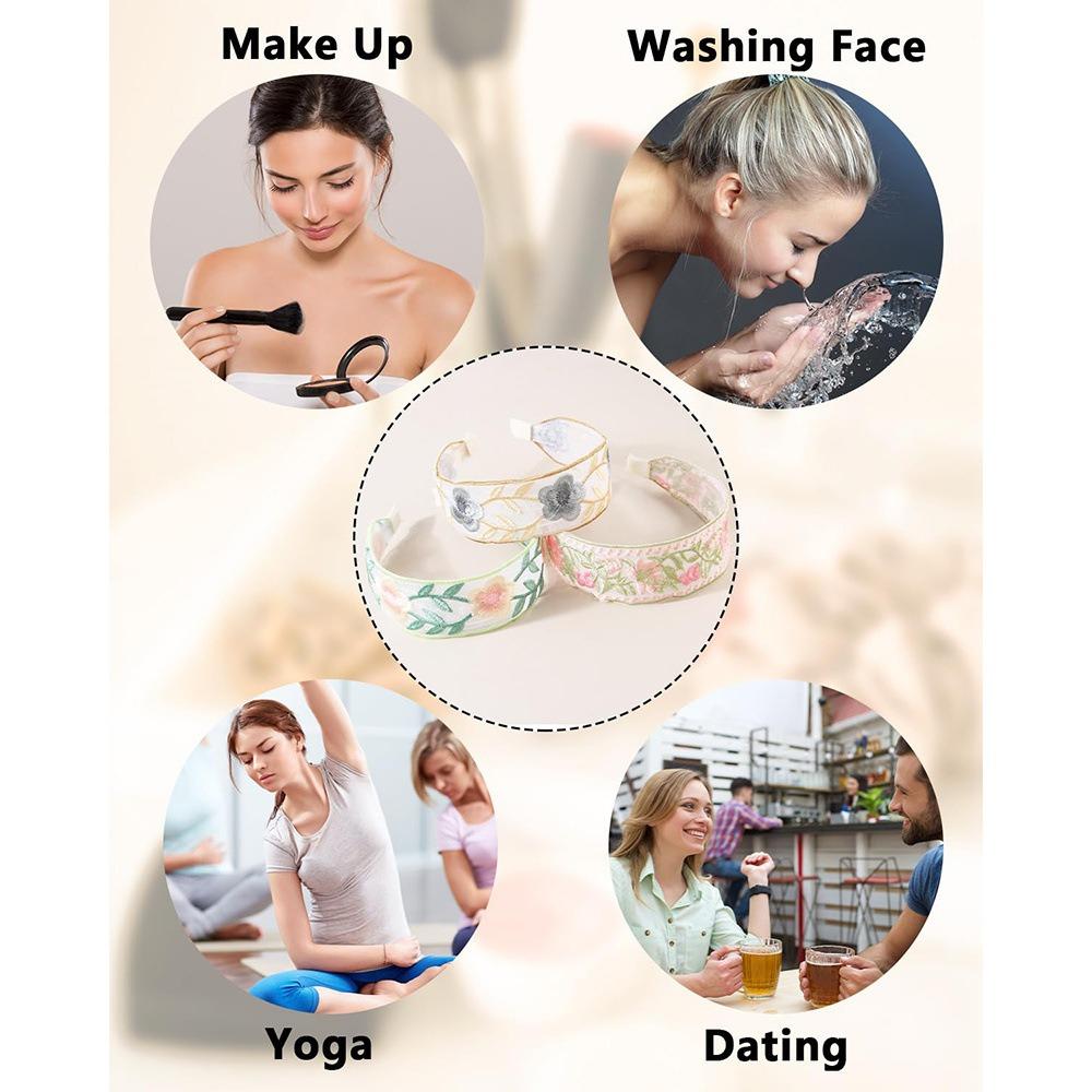 Wide Edge Embroidered Flower Headband Elegant Chiffon Hairband Women Fashion Hair Accessories